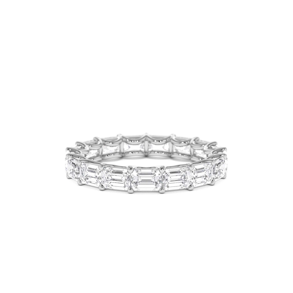 3.25 CTW East West Prong Setting Full Eternity Emerald Cut Lab-Grown Diamond Ring in 14K Gold — view 4