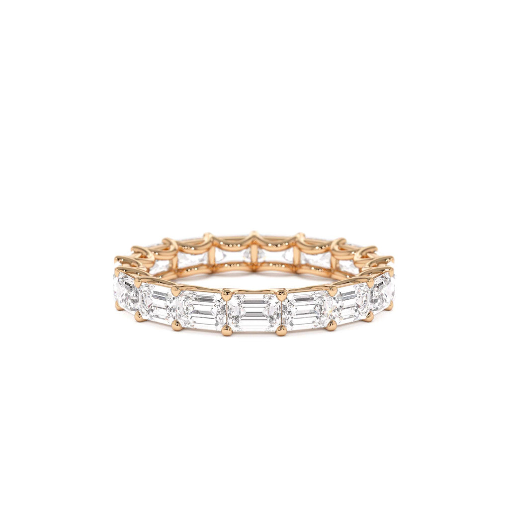3.25 CTW East West Prong Setting Full Eternity Emerald Cut Lab-Grown Diamond Ring in 14K Gold — view 5