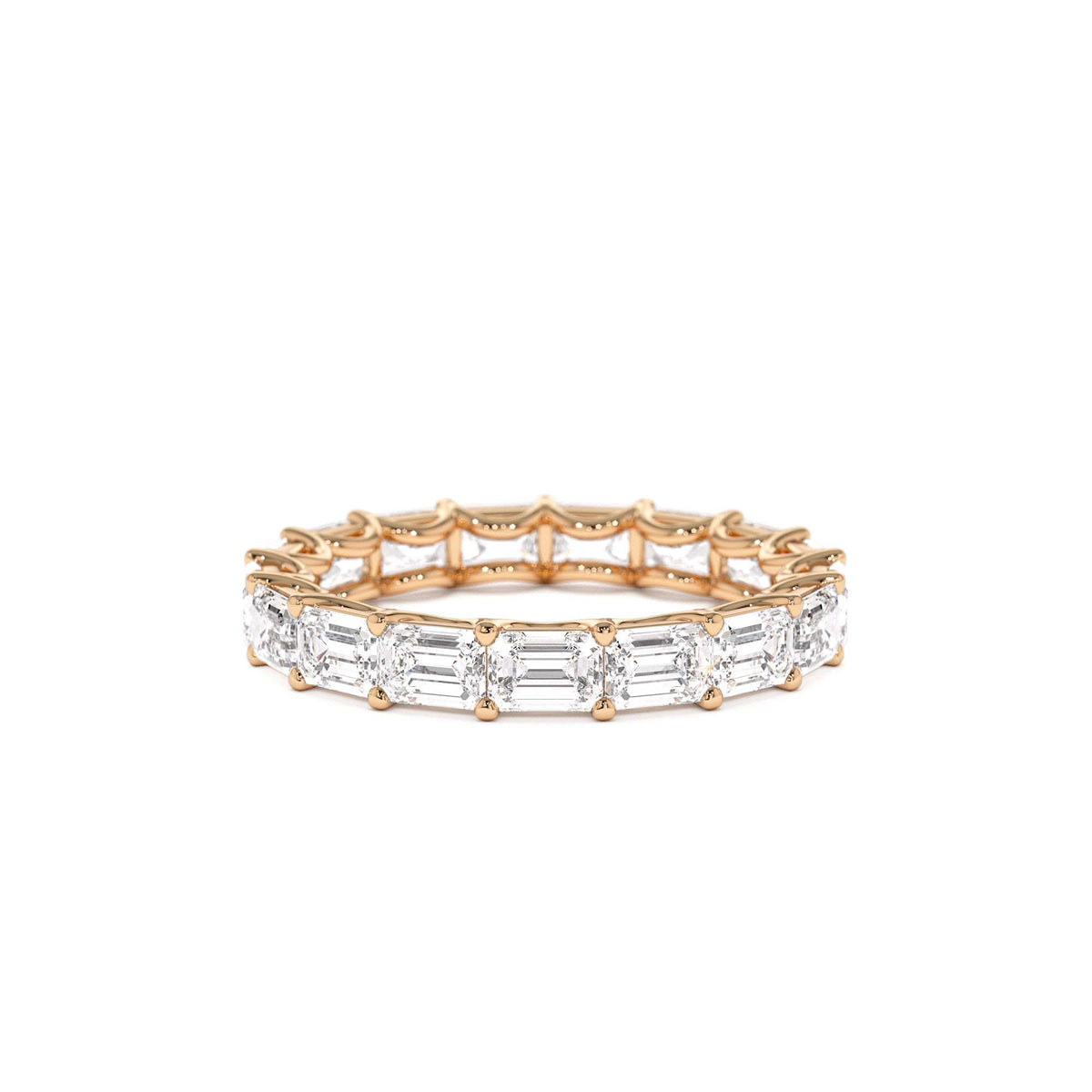 3.25 CTW East West Prong Setting Full Eternity Emerald Cut Lab-Grown Diamond Ring in 14K Gold — view 5