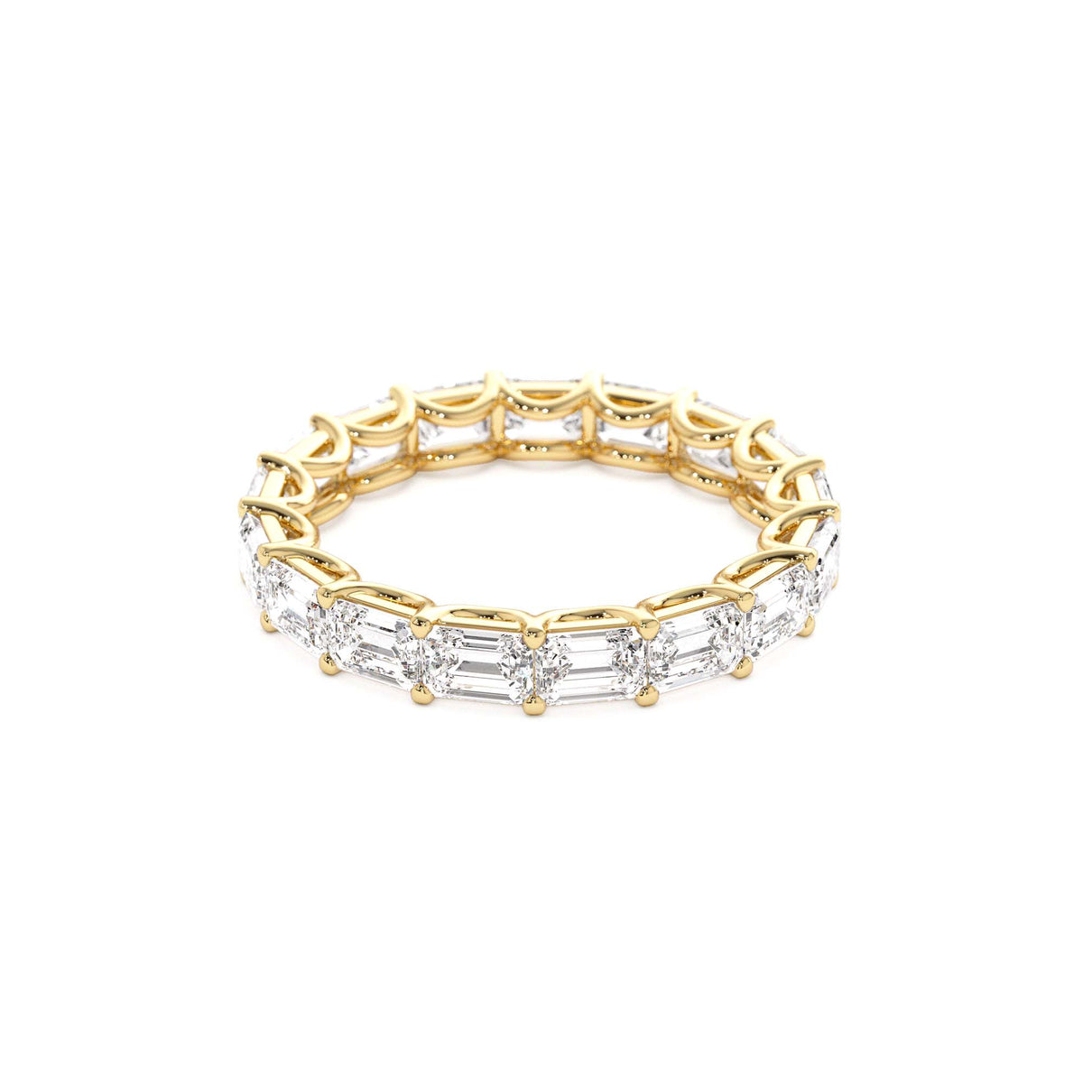 3.25 CTW East West Prong Setting Full Eternity Emerald Cut Lab-Grown Diamond Ring in 14K Gold — view 2