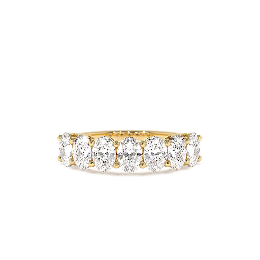 1.25 CTW Prong Setting Seven Stone Oval Cut Lab-Grown Diamond Wedding Ring in 14K Gold — view 1