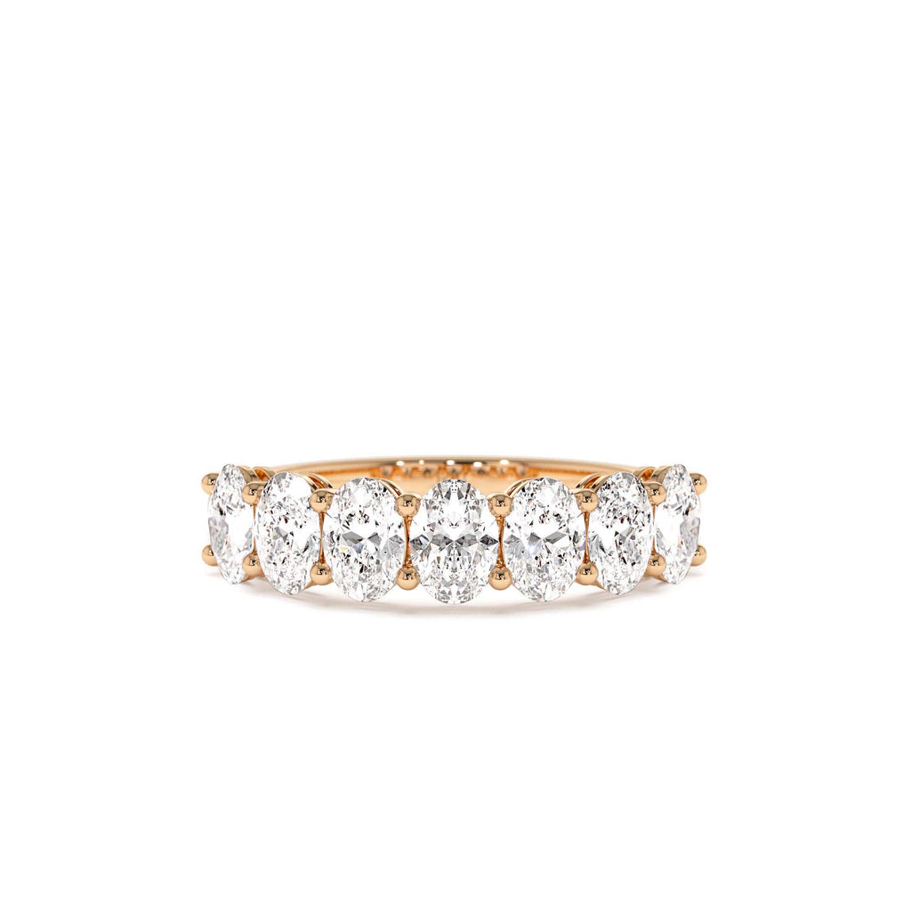 1.25 CTW Prong Setting Seven Stone Oval Cut Lab-Grown Diamond Wedding Ring in 14K Gold — view 5