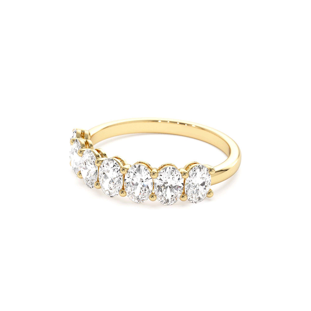 1.25 CTW Prong Setting Seven Stone Oval Cut Lab-Grown Diamond Wedding Ring in 14K Gold — view 2