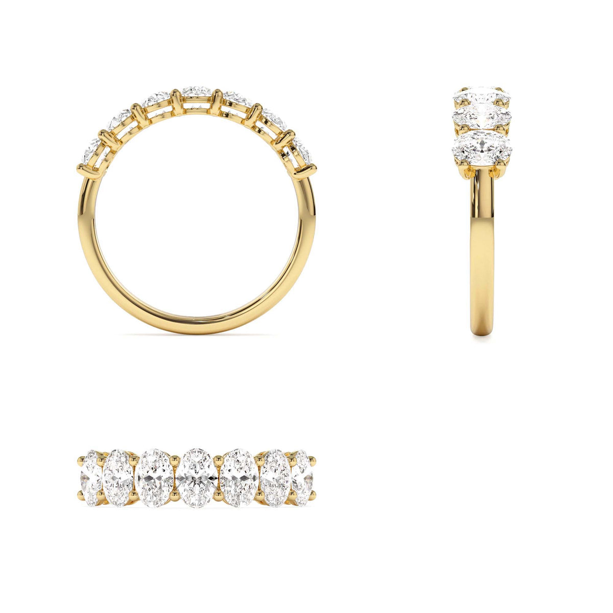 1.25 CTW Prong Setting Seven Stone Oval Cut Lab-Grown Diamond Wedding Ring in 14K Gold — view 3