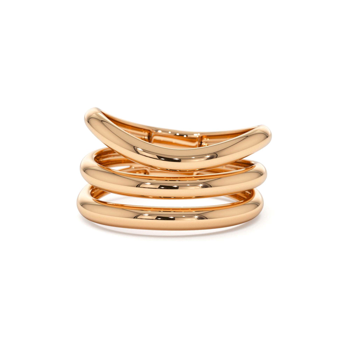 Stacked Chunky Curved Ring in 14K Gold — view 5