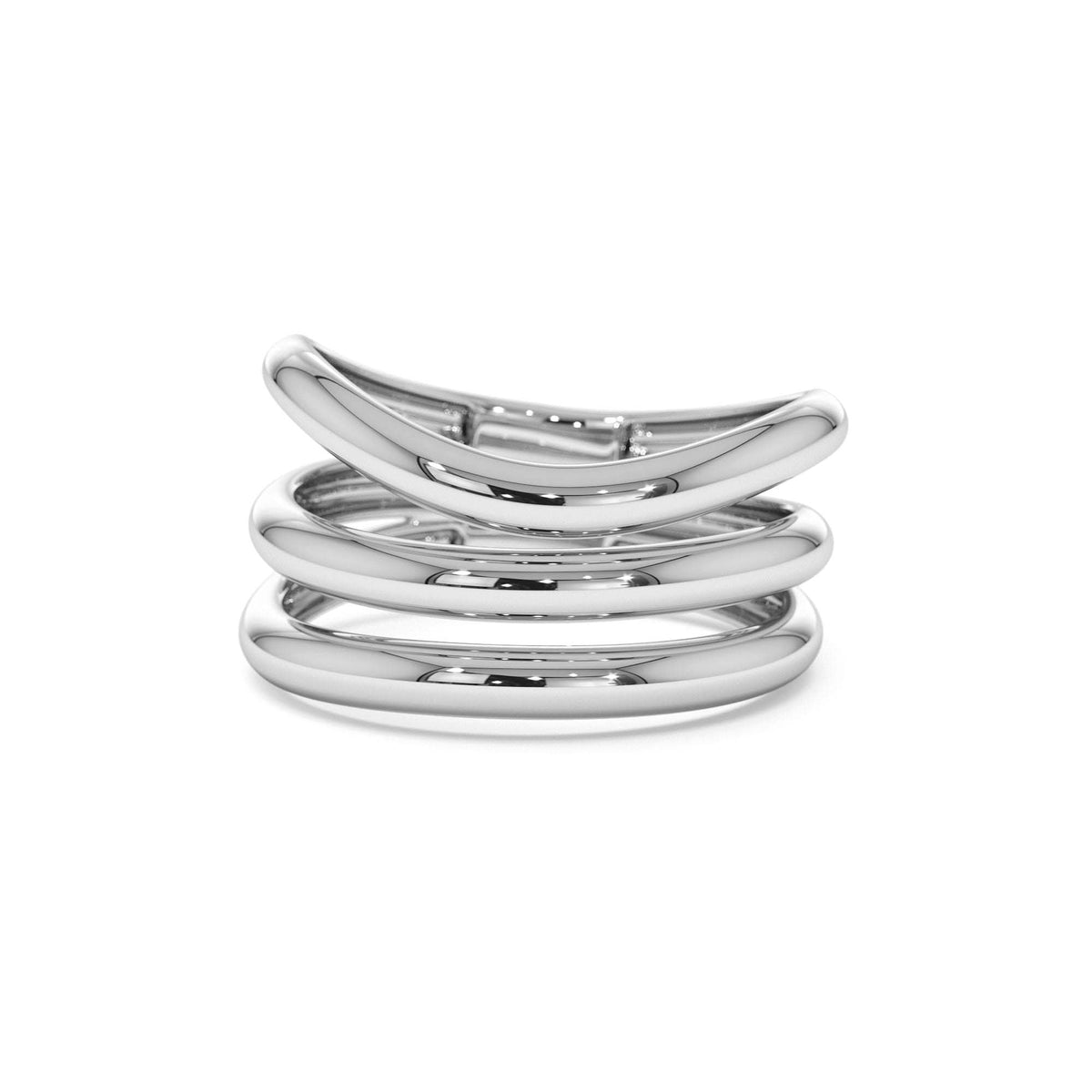 Stacked Chunky Curved Ring in 14K Gold — view 4