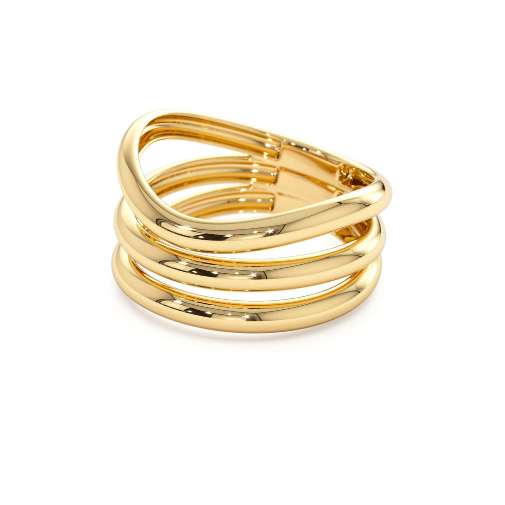 Stacked Chunky Curved Ring in 14K Gold — view 2