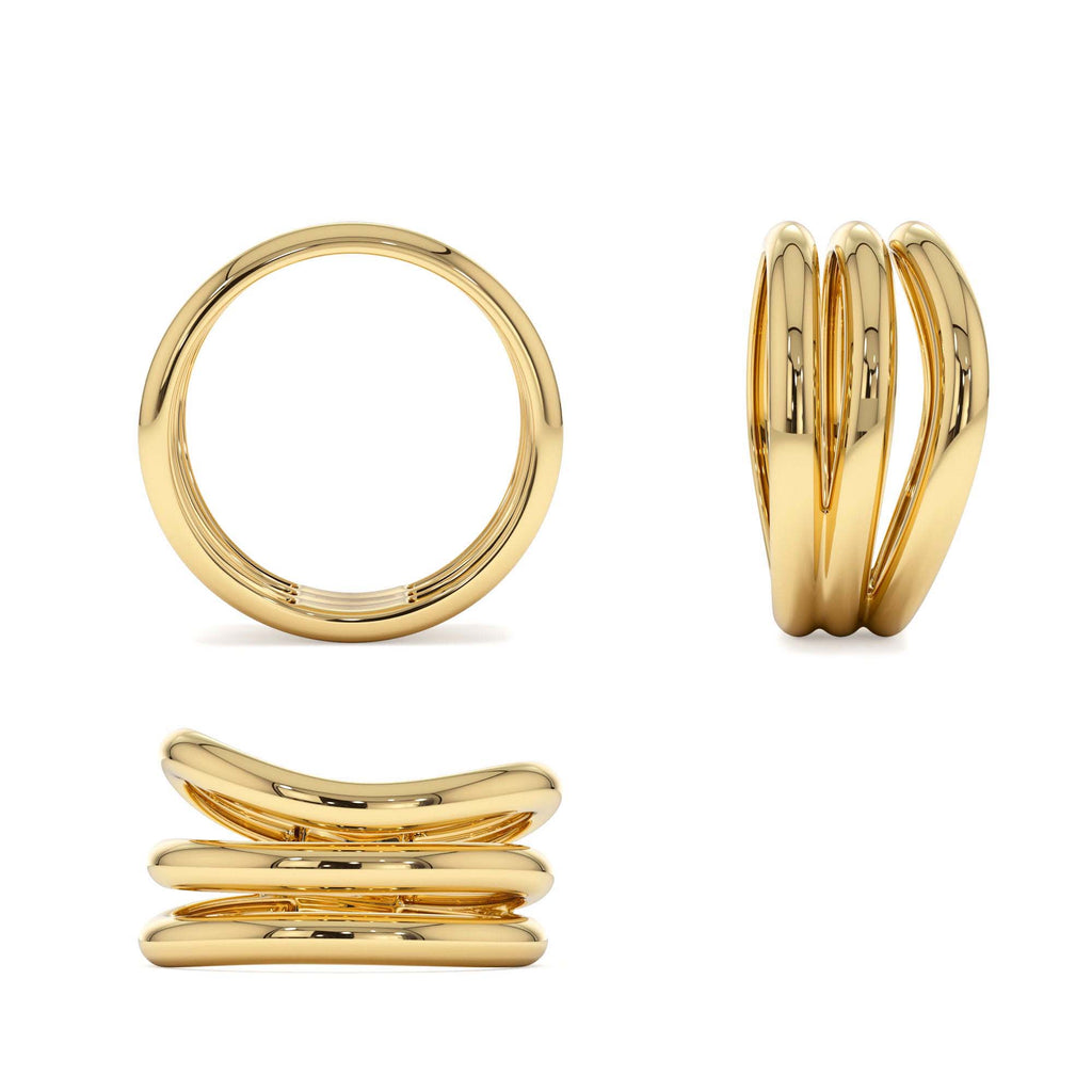 Stacked Chunky Curved Ring in 14K Gold — view 3
