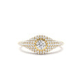 Pave Setting Round Diamond Signet Ring in 14K Gold — view 1