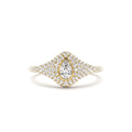 Pave Setting Pear Shaped Diamond Signet Ring in 14K Gold — view 1