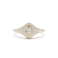 Pave Setting Marquise Shaped Diamond Signet Ring in 14K Gold — view 1