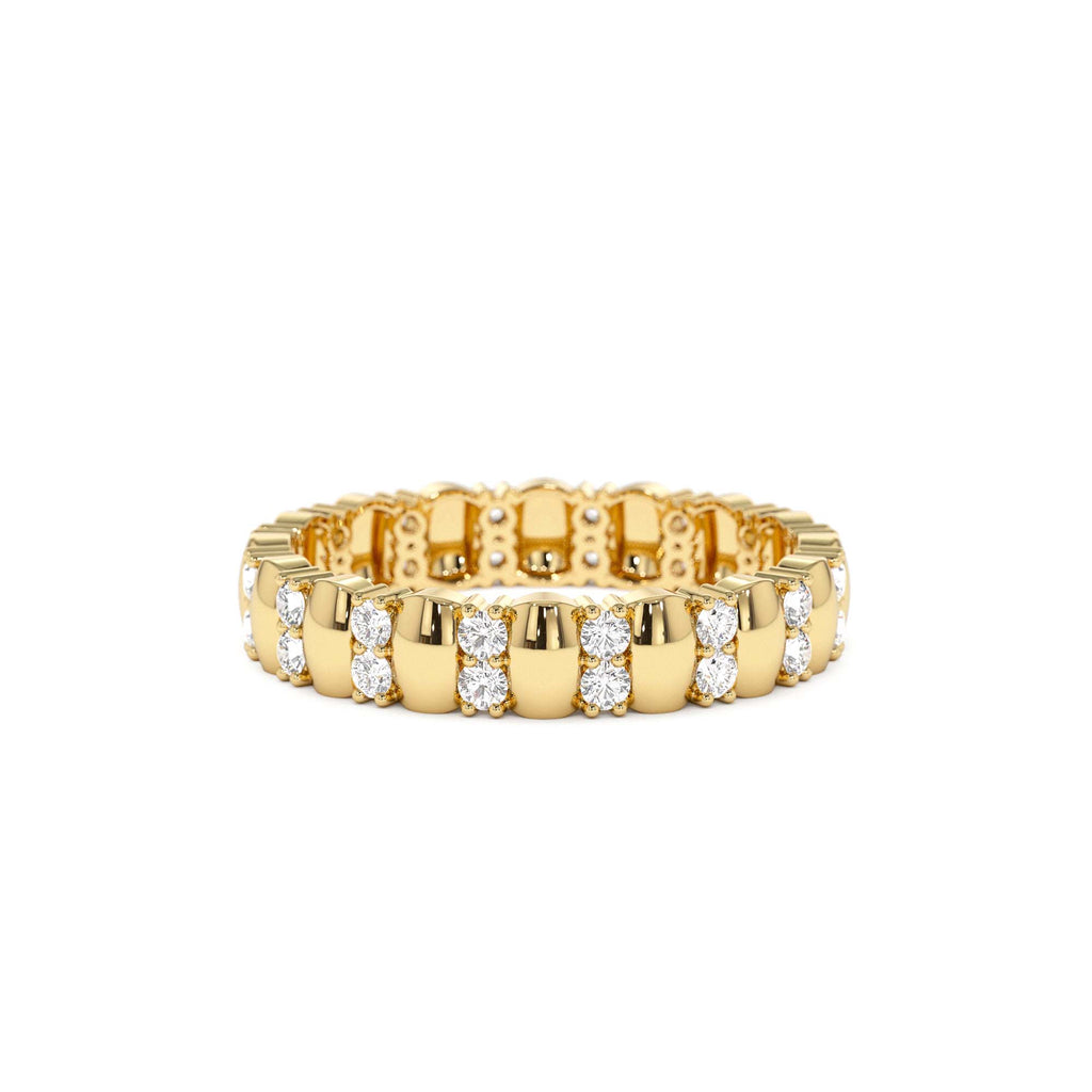Unique Double Row Diamond Eternity Ring in 14K Gold — view 1