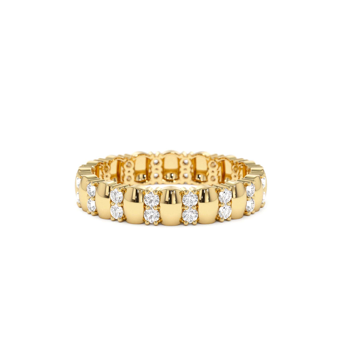 Unique Double Row Diamond Eternity Ring in 14K Gold — view 1