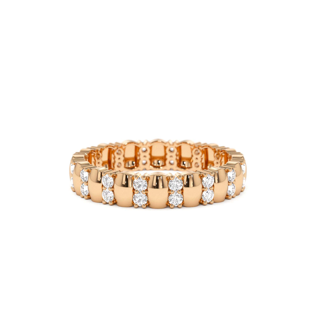 Unique Double Row Diamond Eternity Ring in 14K Gold — view 4