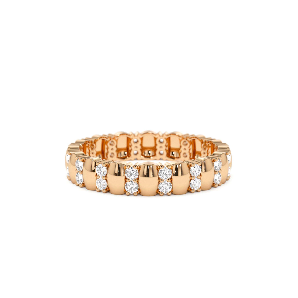 Unique Double Row Diamond Eternity Ring in 14K Gold — view 4