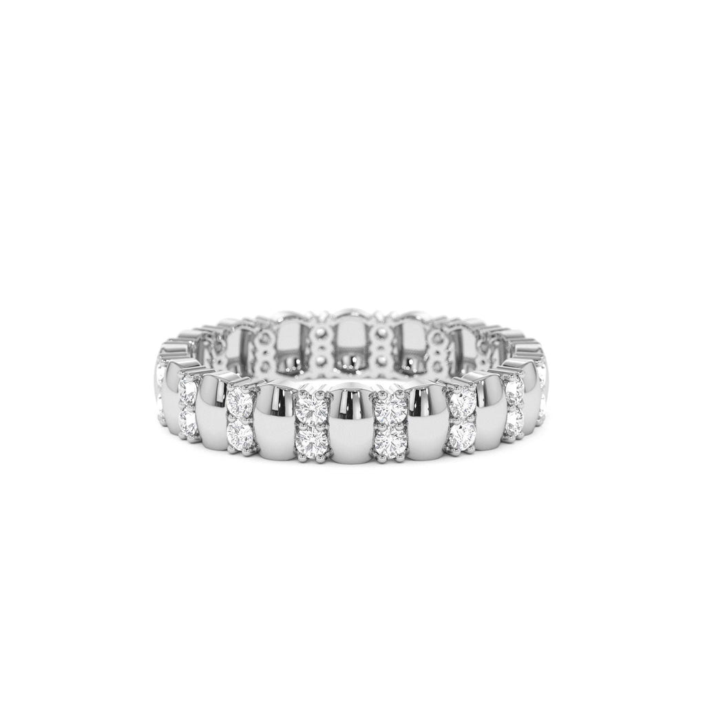 Unique Double Row Diamond Eternity Ring in 14K Gold — view 3