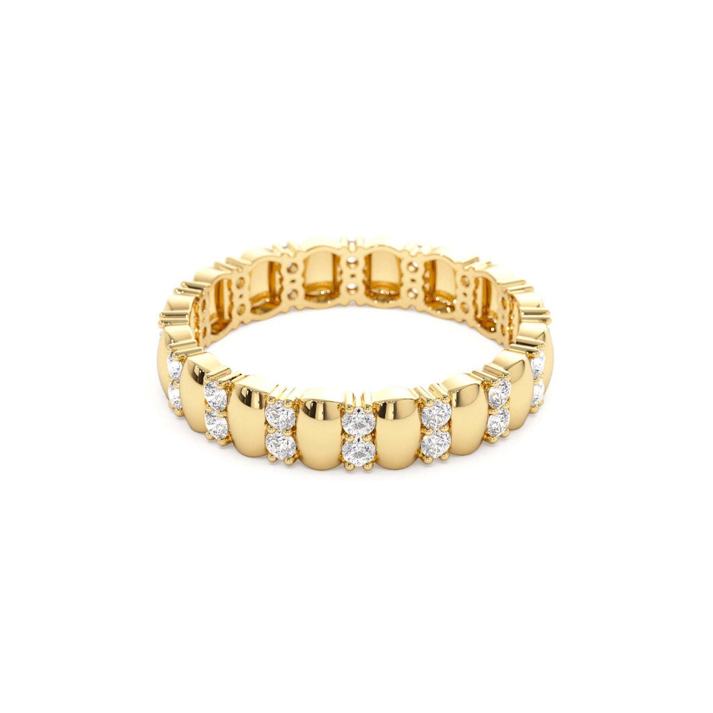 Unique Double Row Diamond Eternity Ring in 14K Gold — view 2