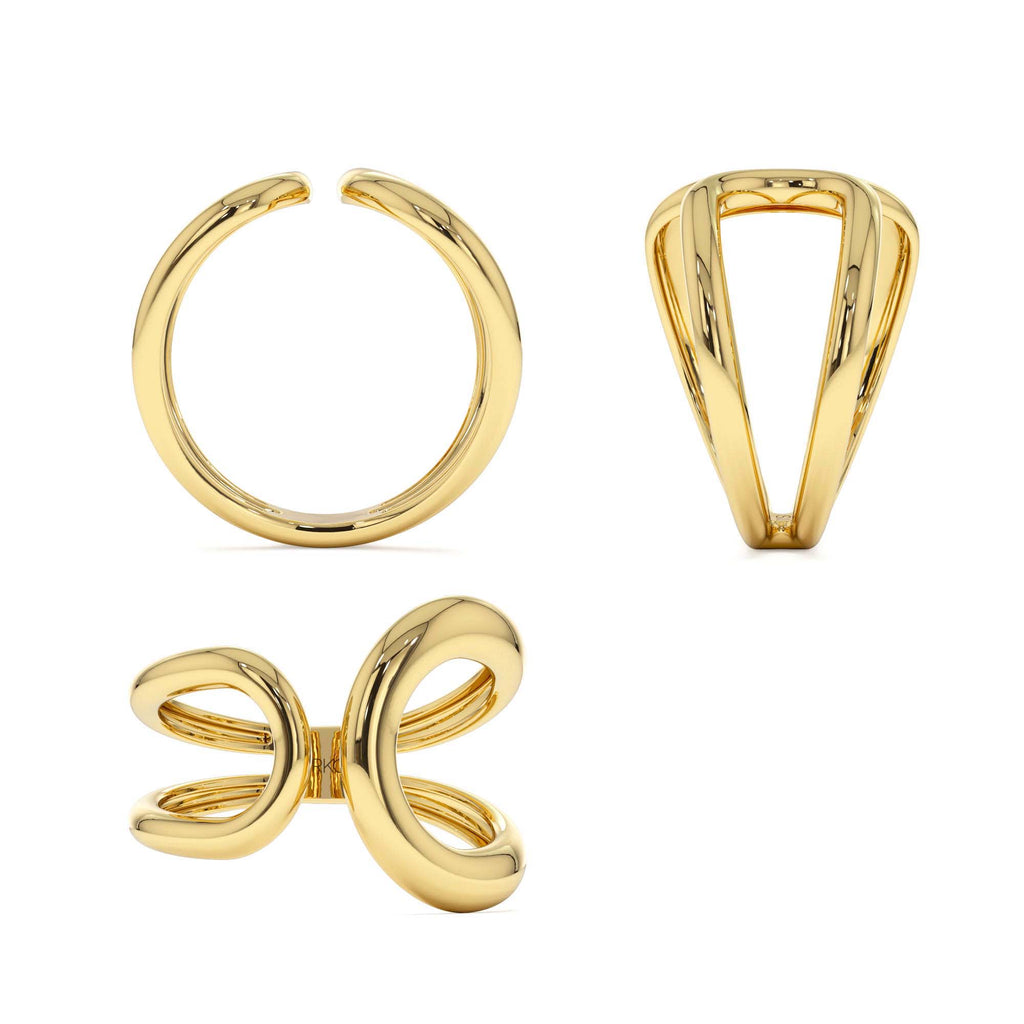 Unique Design Bold Gold Ring in 14K Gold — view 3