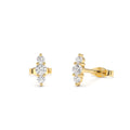 Triple Diamond Stud Earrings in 14K Gold — view 1