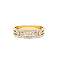 Triple Row Diamond Stacking Wedding Ring in 14K Gold — view 1