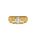Unique Ribbed Illusion Setting Diamond Ring in 14K Gold — view 1