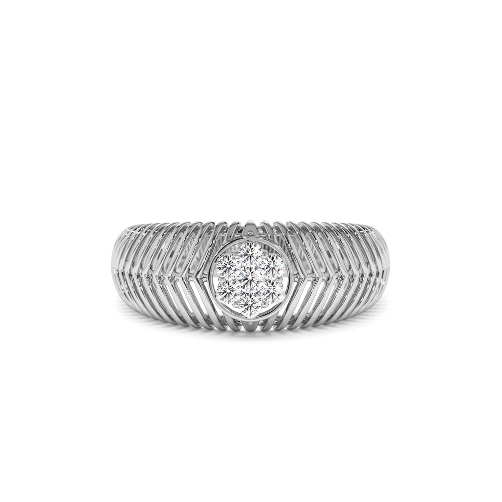 Unique Ribbed Illusion Setting Diamond Ring in 14K Gold — view 4