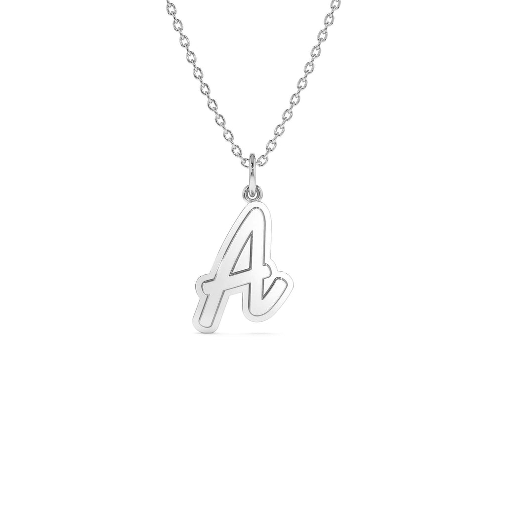 Script Font Initial Layered 3D Necklace in 14K Gold — view 2