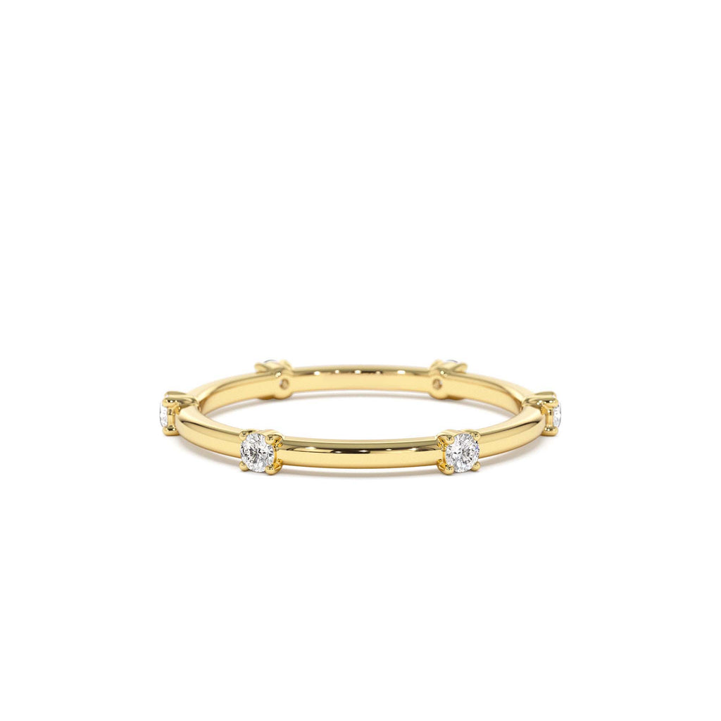 Prong Setting Full Eternity Dainty Stacking Ring in 14K Gold — view 1