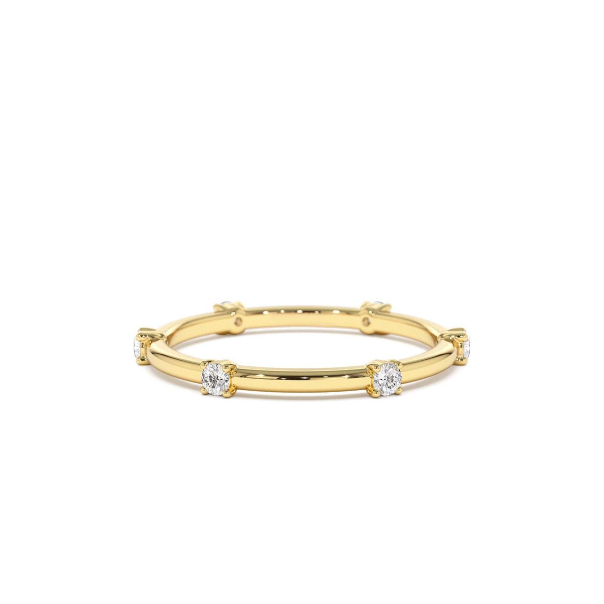 Prong Setting Full Eternity Dainty Stacking Ring in 14K Gold — view 1