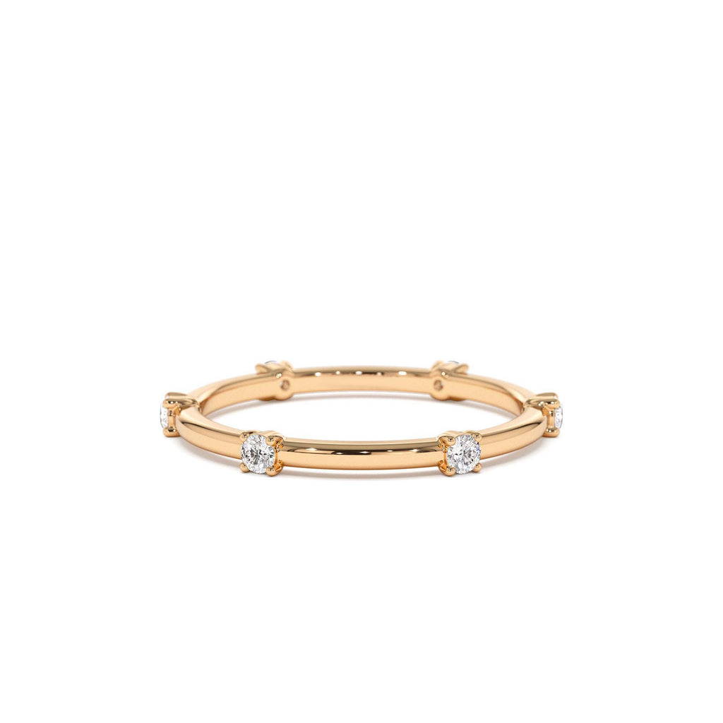 Prong Setting Full Eternity Dainty Stacking Ring in 14K Gold — view 5