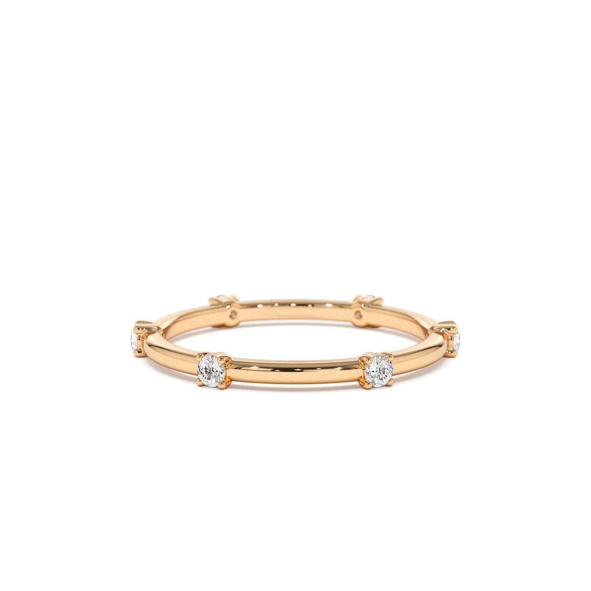 Prong Setting Full Eternity Dainty Stacking Ring in 14K Gold — view 5