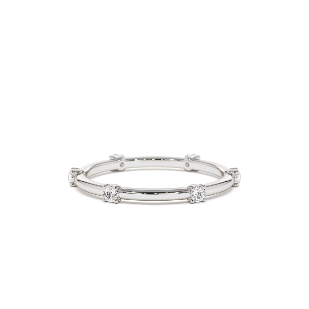 Prong Setting Full Eternity Dainty Stacking Ring in 14K Gold — view 4