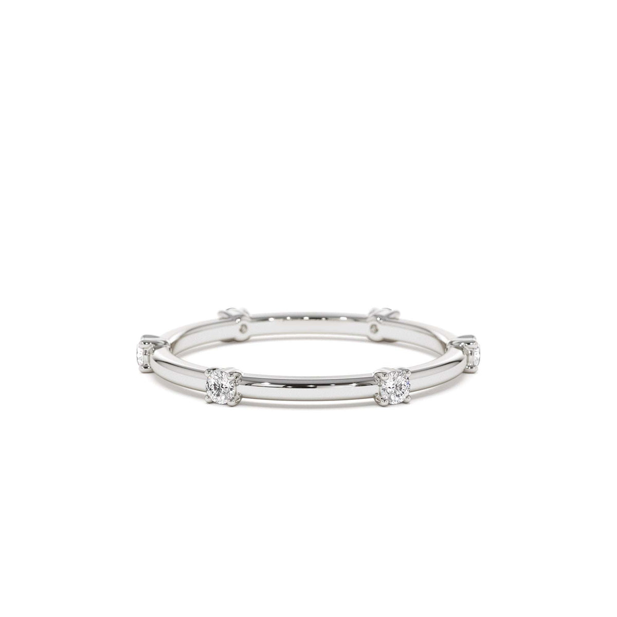 Prong Setting Full Eternity Dainty Stacking Ring in 14K Gold — view 4