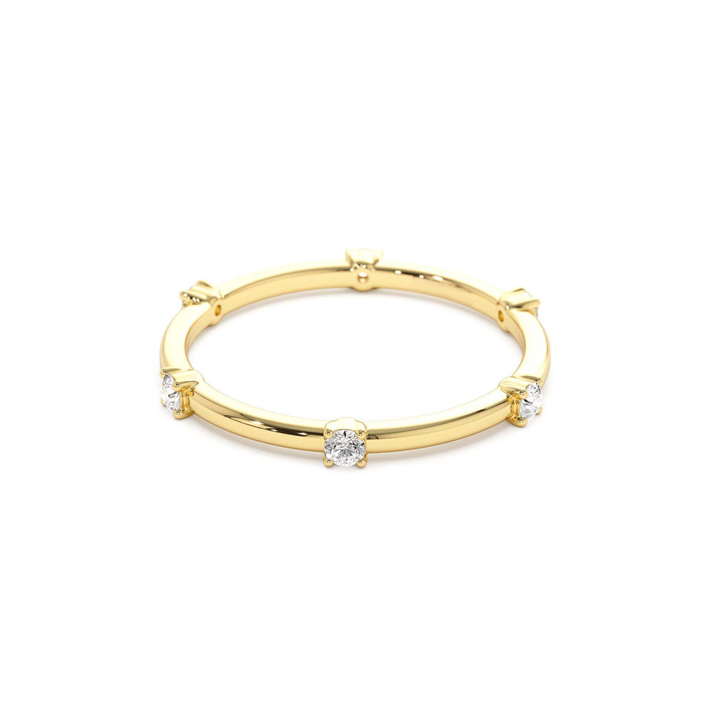 Prong Setting Full Eternity Dainty Stacking Ring in 14K Gold — view 2