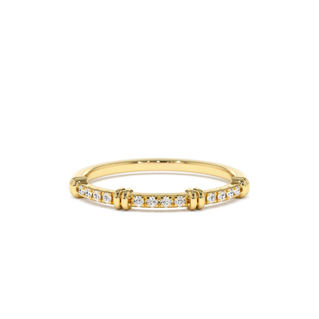 Unique Petite Diamond Stack Band in 14K Gold — view 1