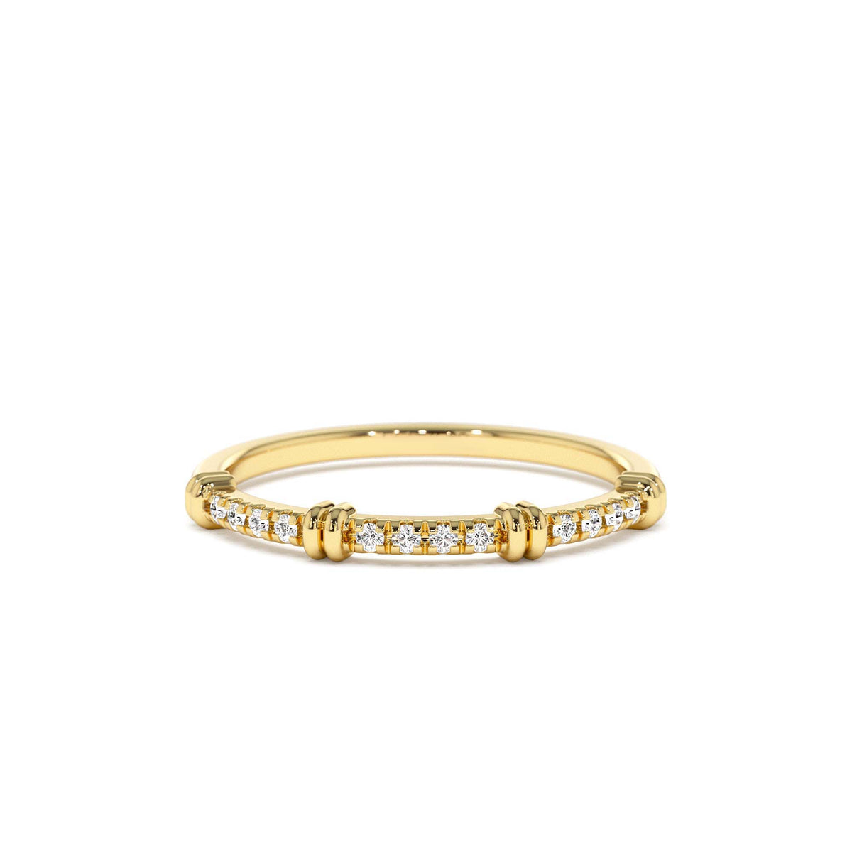 Unique Petite Diamond Stack Band in 14K Gold — view 1