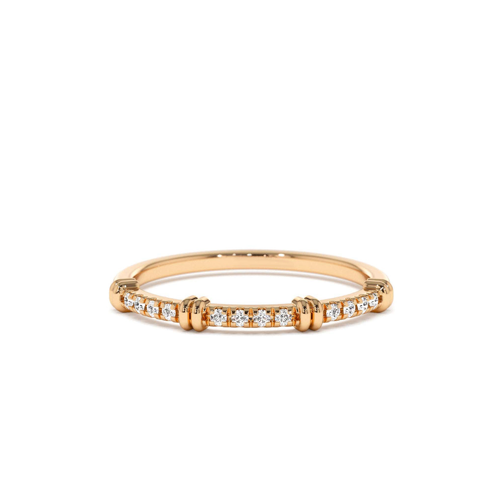 Unique Petite Diamond Stack Band in 14K Gold — view 5
