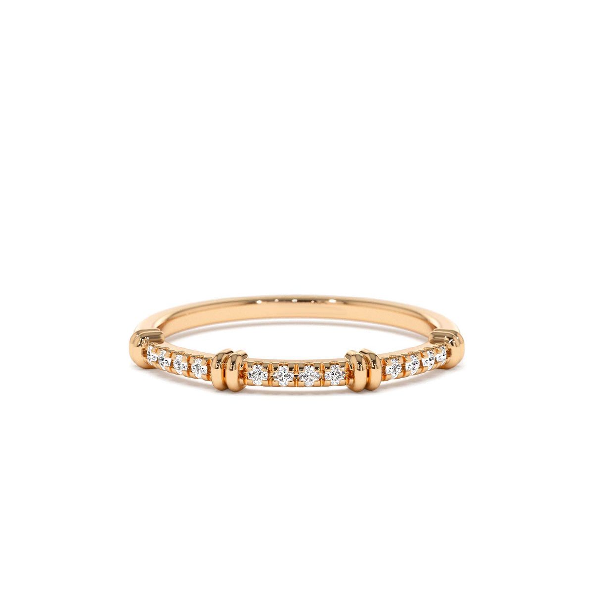 Unique Petite Diamond Stack Band in 14K Gold — view 5