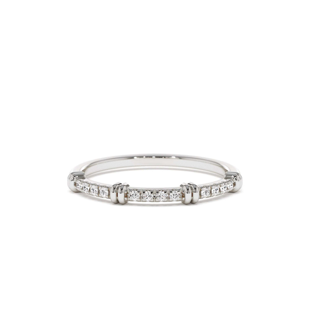 Unique Petite Diamond Stack Band in 14K Gold — view 4