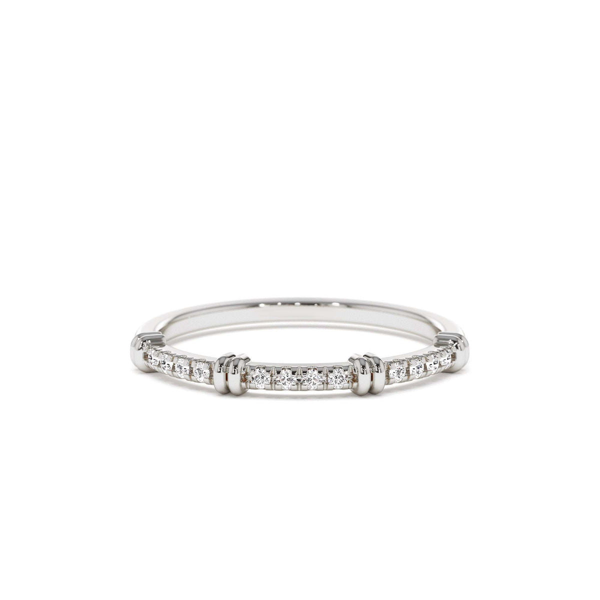 Unique Petite Diamond Stack Band in 14K Gold — view 4