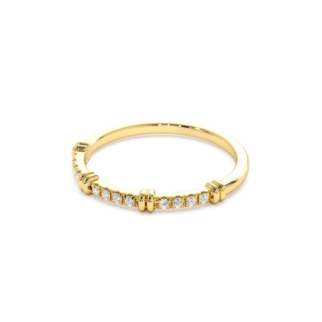 Unique Petite Diamond Stack Band in 14K Gold — view 2
