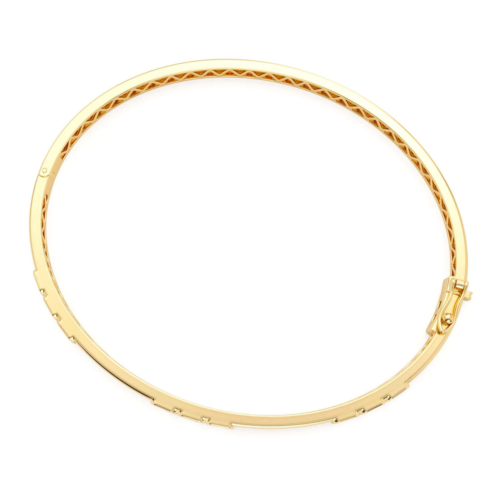 Emerald Cut Bezel Setting Bangle in 14K Gold — view 2