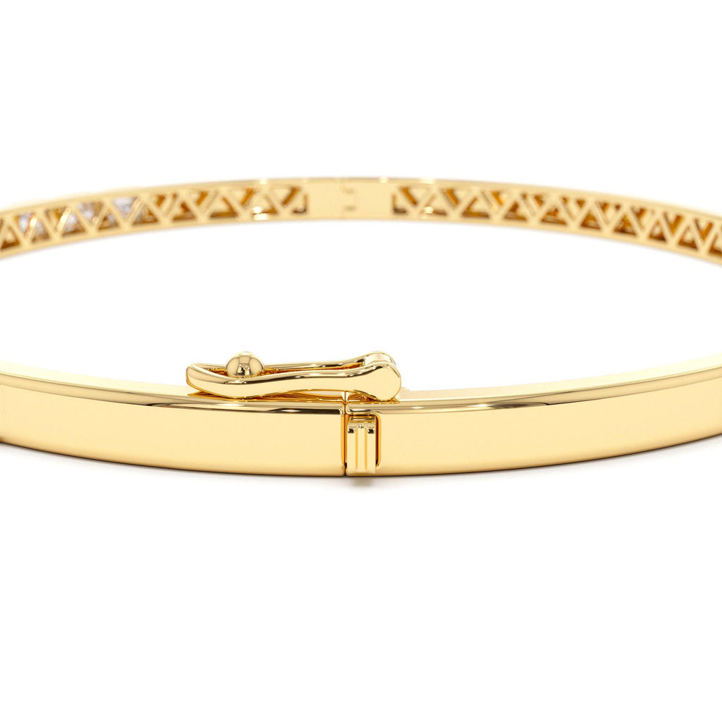 Emerald Cut Bezel Setting Bangle in 14K Gold — view 3