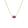 Marquise Ruby with Halo Diamond Setting in 14K Gold — view 1