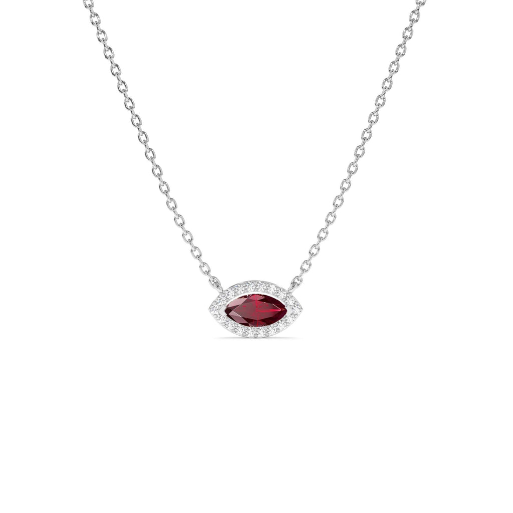Marquise Ruby with Halo Diamond Setting in 14K Gold — view 3