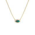 Marquise Emerald with Halo Diamond Setting in 14K Gold — view 1