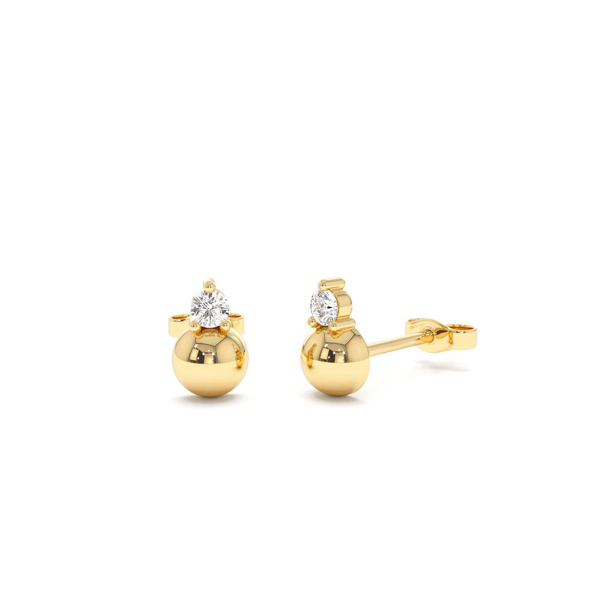 Diamond Ball Studs in 14K Gold — view 1