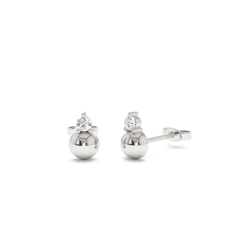 Diamond Ball Studs in 14K Gold — view 3