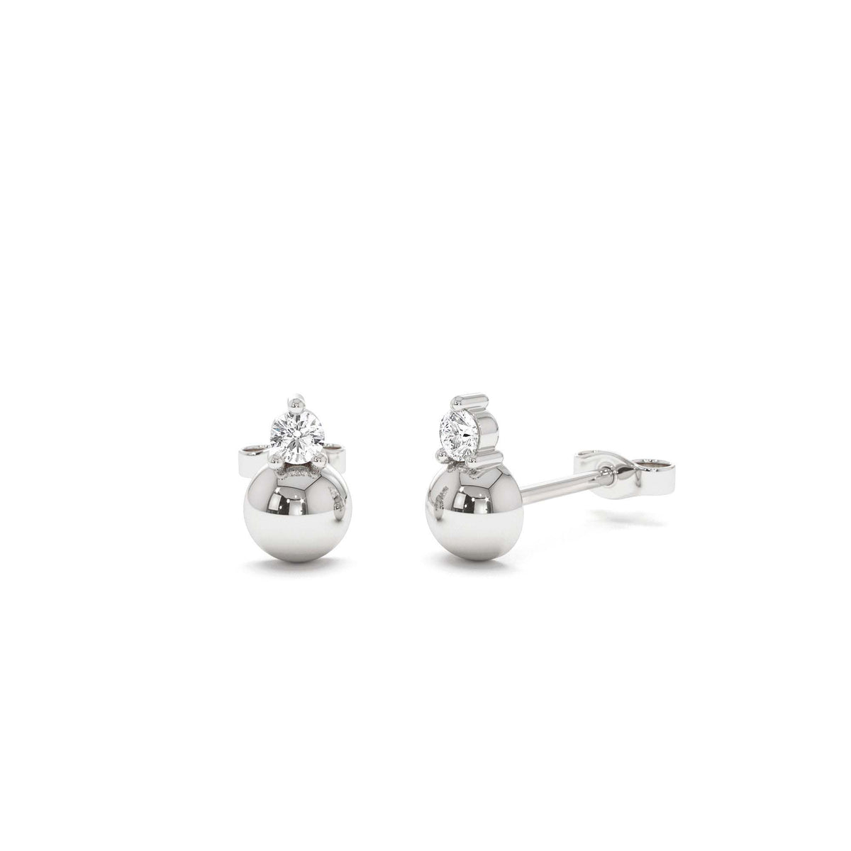 Diamond Ball Studs in 14K Gold — view 3