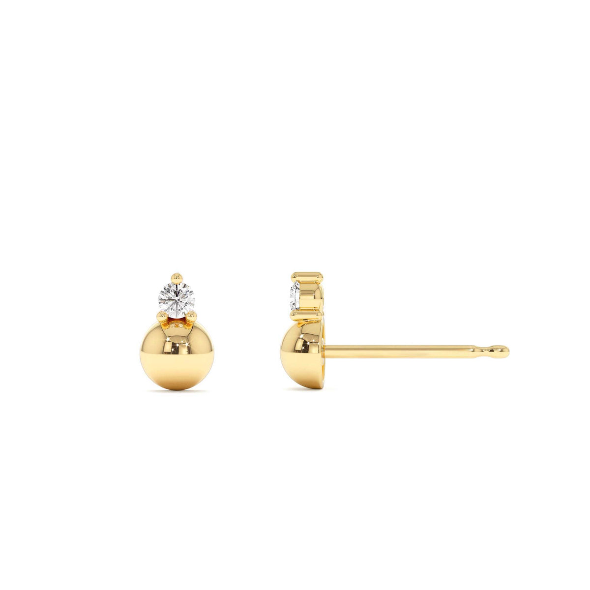 Diamond Ball Studs in 14K Gold — view 2
